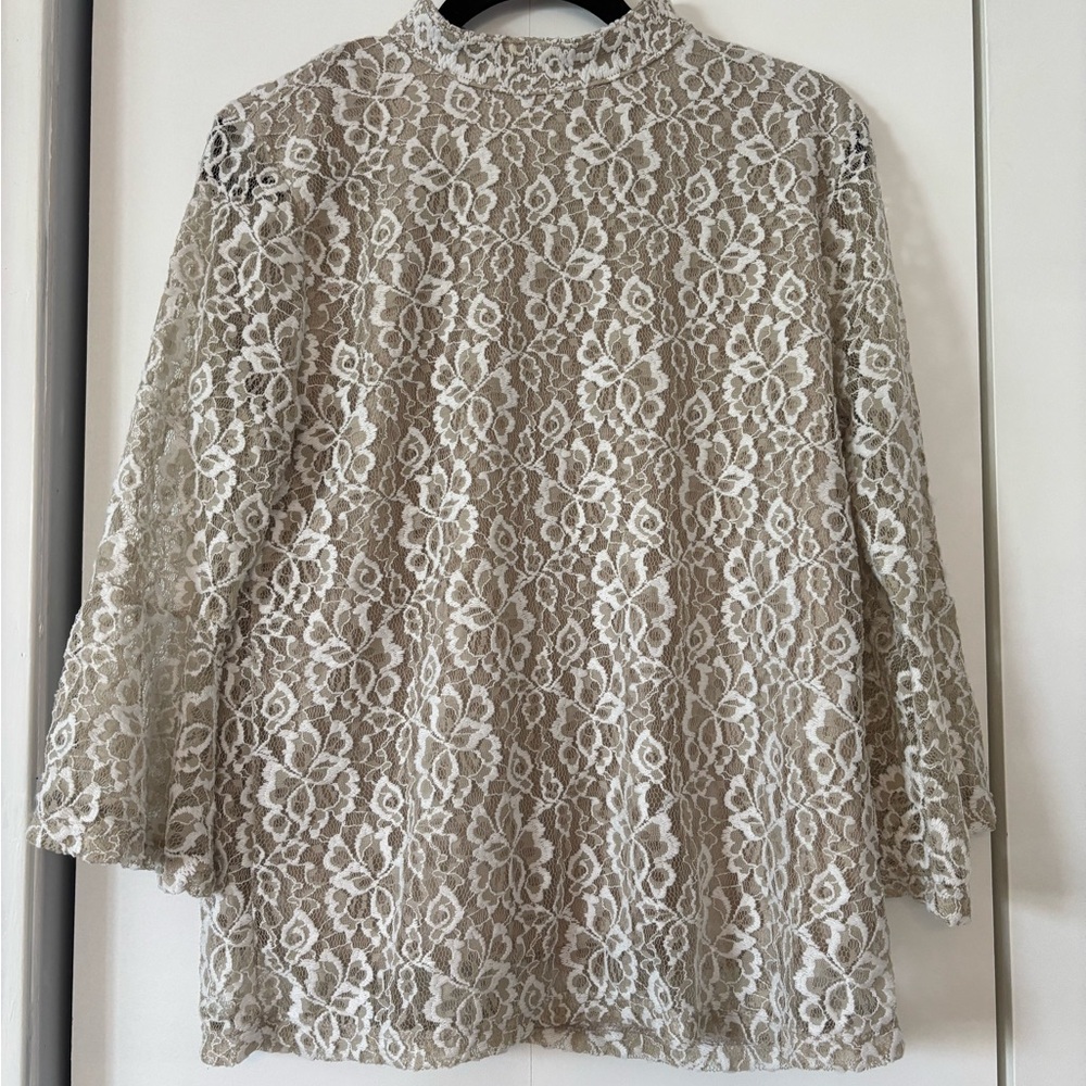 Shannon Ford New York Women’s Cream Floral Lace Blouse Size Large